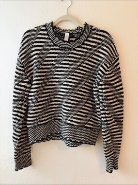 rag & bone Black and White Striped Wool Sweater